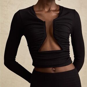Black Long-Sleeve Cutout top